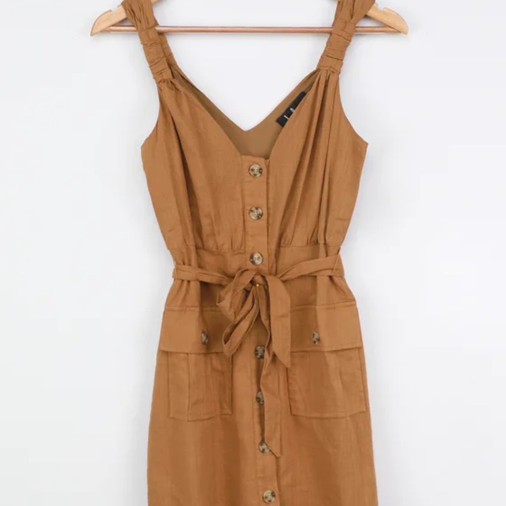 Lulu’s Meant For Greatness Tan Button-Front Mini … - image 6